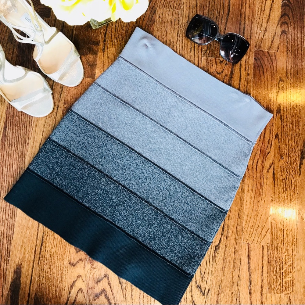 BCBGMAXAZRIA Ombré Bandage Mini Skirt